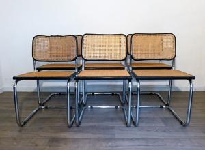 6 CHAISES  NOIRE MARCEL BREUER B32 CESCA, ITALIE, 1970