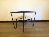 TABLE BASSE EN METAL ET PLATEAUX EN VERRES. 1960.