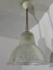 SUSPENSIONS VINTAGE HOLOPHANE EN METAL ET VERRE. 1970