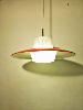 SUSPENSION VINTAGE  METAL ROUGE ET OPALINE 1960