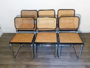 6 CHAISES  NOIRE MARCEL BREUER B32 CESCA, ITALIE, 1970